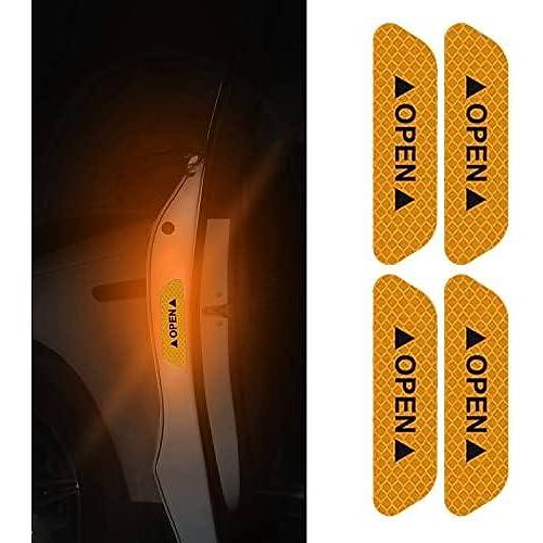 Araba Kap� A��k Uyar� Reflekt�r� Etiket Sticker 4'l� 9.5x2.5cm Sar�