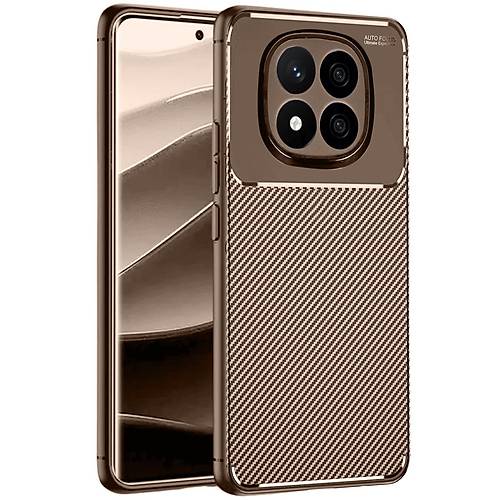 Redmi Note 14 Pro 5G K�l�f Auto Focus Karbon Kapak - Kahverengi