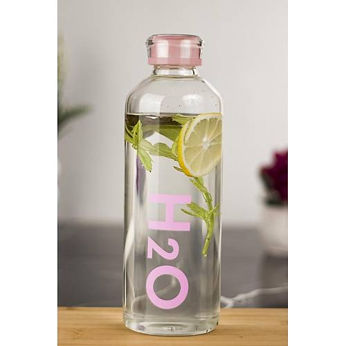 H2o Borosilikat Cam Matara Vakum Kapakl� Su �i�esi Suluk Pembe 1000 ML