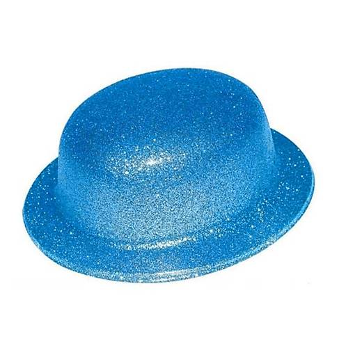 Mavi Renk Simli Melon Yuvarlak Parti �apkas� 24x26 cm