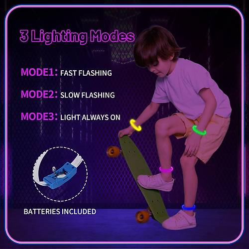 Festival & Parti LED Bileklik Bask� Yap�labilir 3 Farkl� Mod I��kl� 1 Adet