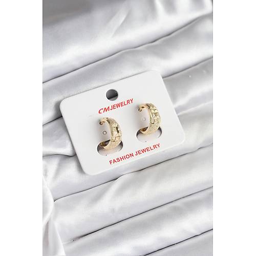 14K Gold Renk Kaplama Lazer Halka CM Kad�n K�pe