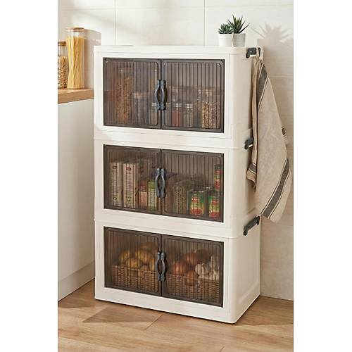 Beyaz �� Katl� Portatif Dolap & �ok Ama�l� Mutfak Ve Kiler D�zenleyici 29x48x84 cm