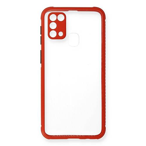 Galaxy M31 K�l�f Miami �effaf Silikon - K�rm�z�