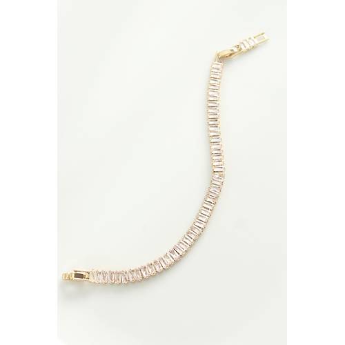 Pirin� Zirkon Ta�l� Gold Renk Su Yolu Bileklik