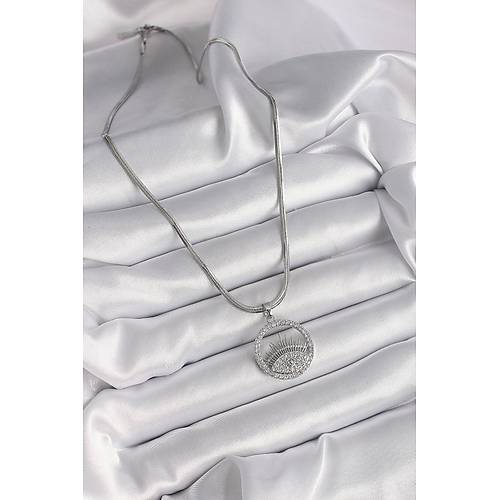 316L �elik G�m�� Renk �talyan Zincir Zirkon Ta�l� G�z Model Kad�n Kolye