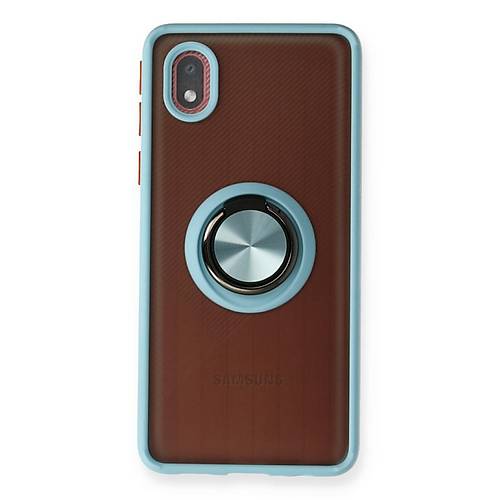Galaxy A01 Core K�l�f Montreal Y�z�kl� Silikon Kapak - Buz Mavi
