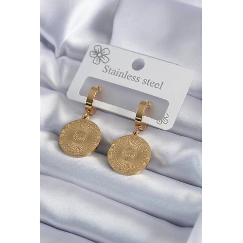 316L �elik Gold Renk ��leme Detay Kad�n K�pe