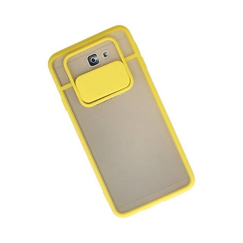 Galaxy J7 Prime K�l�f Palm Buzlu Kamera S�rg�l� Silikon - Sar�