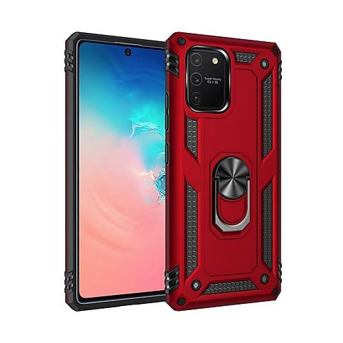 Galaxy A91 / S10 Lite K�l�f Sofya Y�z�kl� Silikon Kapak - K�rm�z�