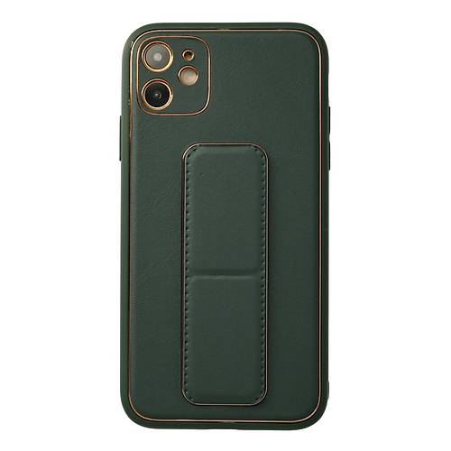 iPhone 12 K�l�f Coco Deri Standl� Kapak - Ye�il