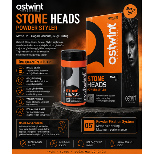 Professional Stone Heads Powder Styler 20 ml Mat G�r�n�ml� Hacim Veren Sa� �ekillendirici Pudra