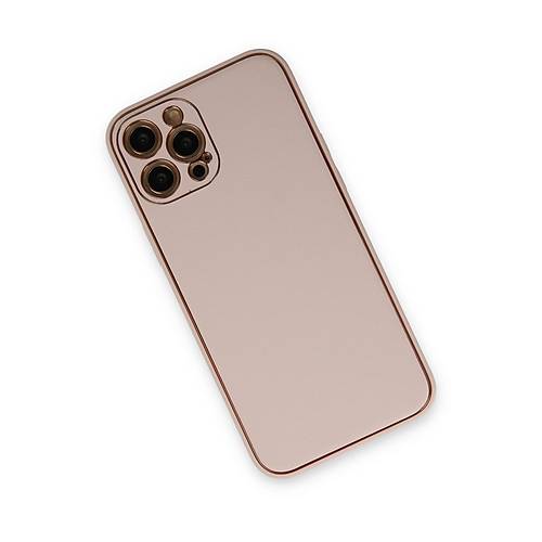 iPhone 12 Pro Max K�l�f Coco Deri Silikon Kapak - Pudra