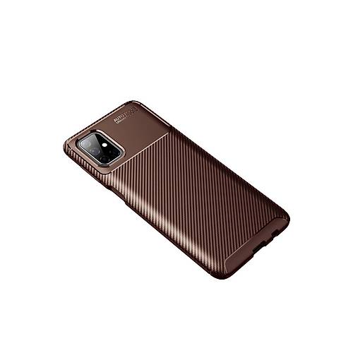 Galaxy M51 K�l�f Auto Focus Karbon Kapak - Kahverengi
