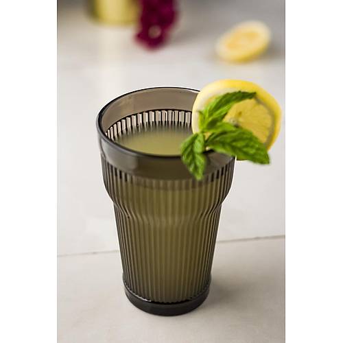 Akrilik F�me 6'l� Uzun Bardak & Su Me�rubat Barda�� 400 ml ( Cam De�ildir )