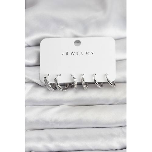 Zirkon Ta�l� G�m�� Renk Pirin� Kad�n K�pe Seti