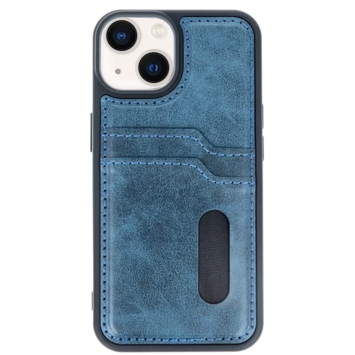 iPhone 14 K�l�f Sara Kartvizitli Deri K�l�f - Lacivert