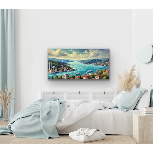 �stanbul Bo�az Manzaras� Kanvas Tablo 60x120cm