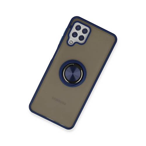 Galaxy A22 K�l�f Montreal Y�z�kl� Silikon Kapak - Lacivert