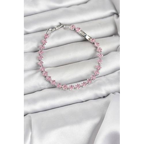 Pembe Kare Zirkon Ta�l� G�m�� Renk Pirin� Su Yolu Kad�n Bileklik