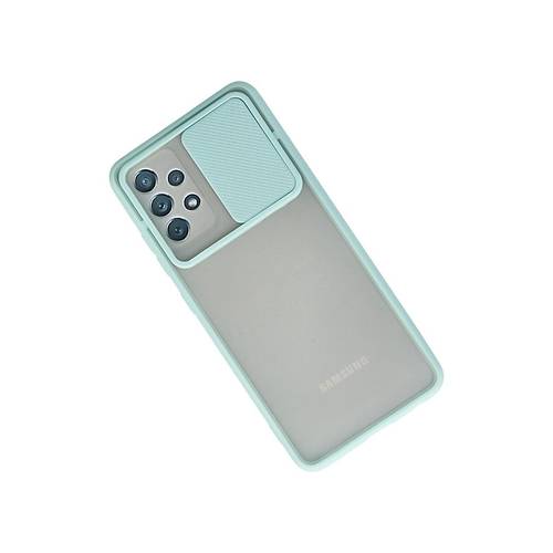 Galaxy A72 K�l�f Palm Buzlu Kamera S�rg�l� Silikon - Turkuaz
