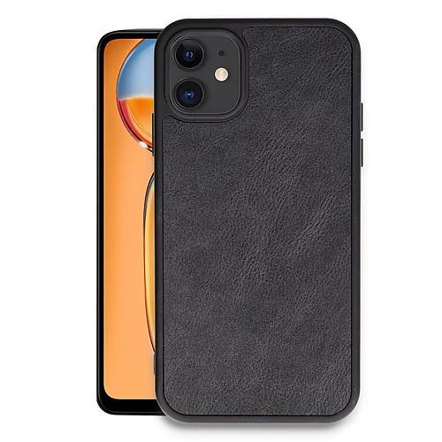 iPhone 11 K�l�f Aras Deri Kapak - Siyah