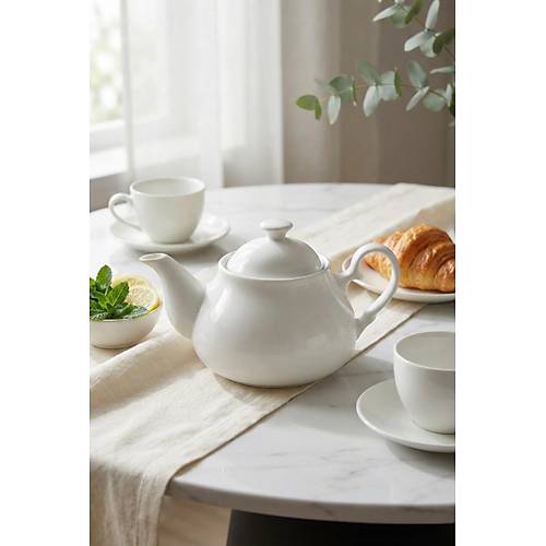 750 ml Beyaz Porselen Demlik & ��k Kahvalt� Ve �ay Saati Sunum Gereci