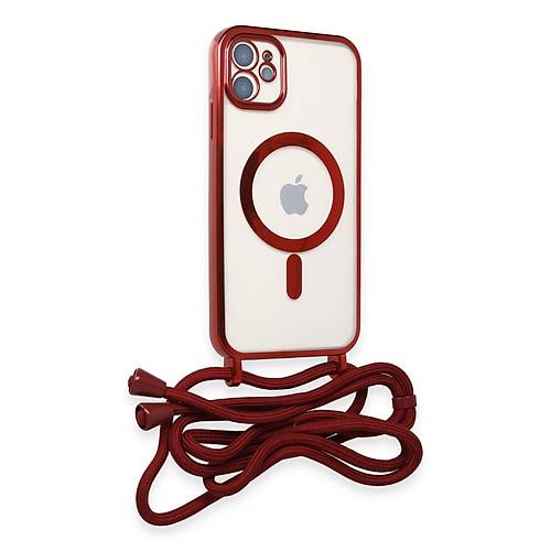 iPhone 11 K�l�f Divo Lazer Ask�l� Magsafe Kapak - K�rm�z�