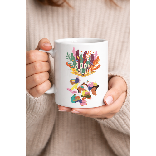 Book Club Tasar�m Kupa Model 232 Kitap Severlere �zel Bask�l� Seramik Kahve Kupas�