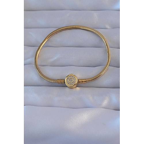 Pirin� Gold Renk Zirkon Ta�l� Charm Bileklik