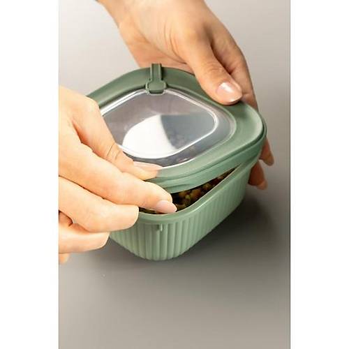 Kare 3 Par�a Vakumlu S�zd�rmaz Hava Almaz Saklama Kab� Seti Ye�il (1800/1100/600 Ml)