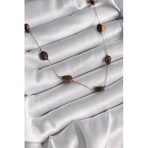 316L �elik G�m�� Renk Zincir Kahverengi Do�alta� Model Kad�n Kolye