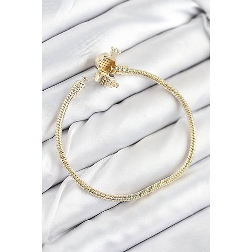 Pirin� Charm Zirkon Ta�l� Ta� Model Gold Renk Kad�n Bileklik