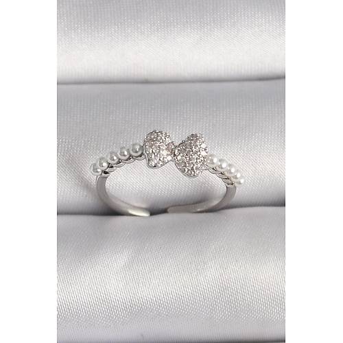 Pirin� G�m�� Renk Zirkon Ta�l� Fiyonk �nci Detay Ayarlanabilir Y�z�k