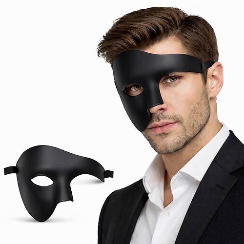 Siyah Yar�m Erkek Maske � Phantom Parti & Balo Maskesi