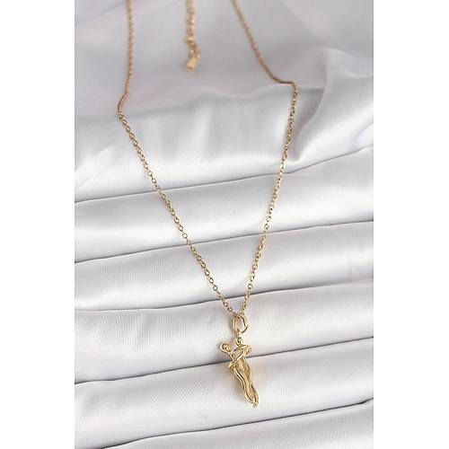 316L �elik Gold Renk Zincir Sar�lma Model Kad�n Kolye