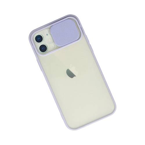 iPhone 12 K�l�f Palm Buzlu Kamera S�rg�l� Silikon - Lila