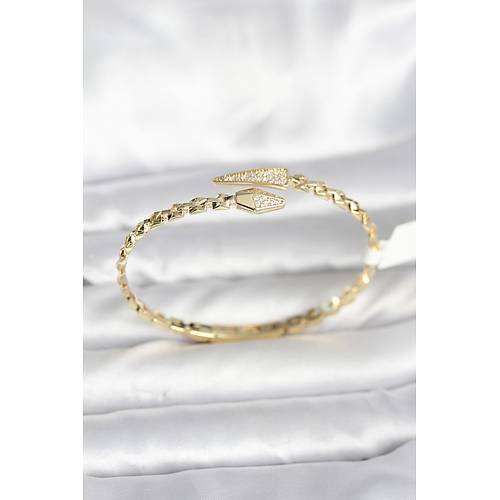 Y�lan Model Pirin� Gold Renk Kad�n Kelep�e Bileklik