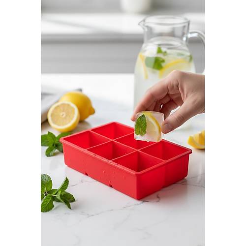 6 Hazneli Silikon Buz Kal�b� & �ok Ama�l� Buzluk Ve Dondurucu Organizeri 11x16 cm
