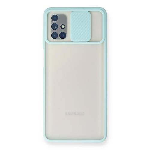 Galaxy M51 K�l�f Palm Buzlu Kamera S�rg�l� Silikon - Turkuaz