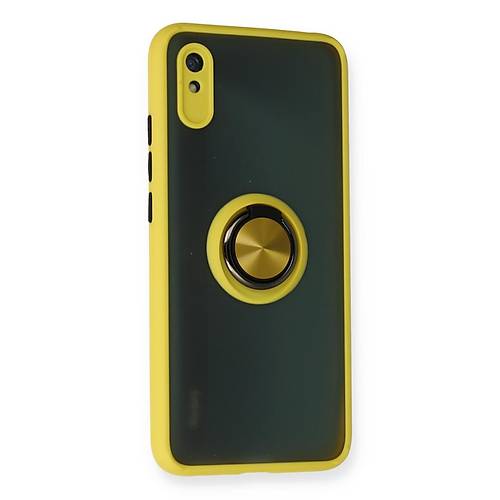 Redmi 9A K�l�f Montreal Y�z�kl� Silikon Kapak - Sar�