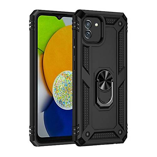 Galaxy A03 K�l�f Sofya Y�z�kl� Silikon Kapak - Siyah
