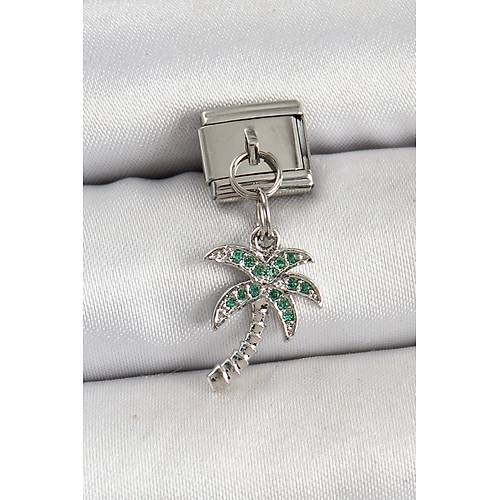 316L �elik Sallant�l� Zirkon Ta�l� Palmiye A�ac� Model G�m�� Renk Nomination Charm