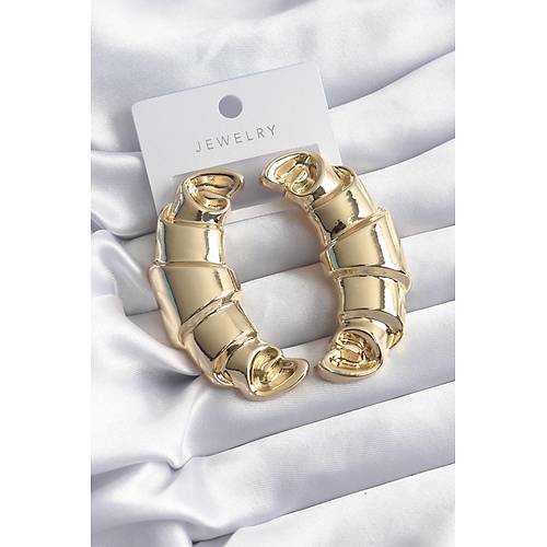 Pirin� Gold Renk Kruvasan Model Kad�n K�pe