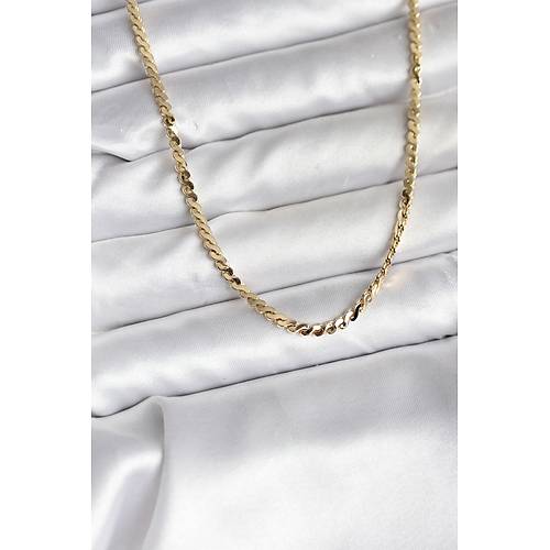14K Gold Renk Kaplama Ezme Y�lan Zincir Model CM Kad�n Kolye
