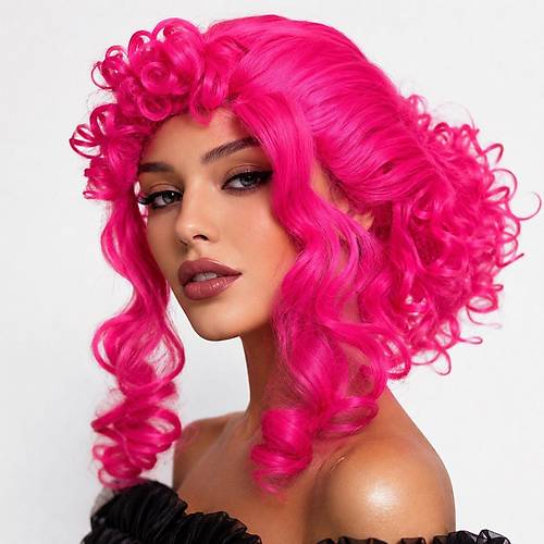 Neon Pembe Bukleli K�v�rc�k Cosplay Peru�u - ��i Astarl�