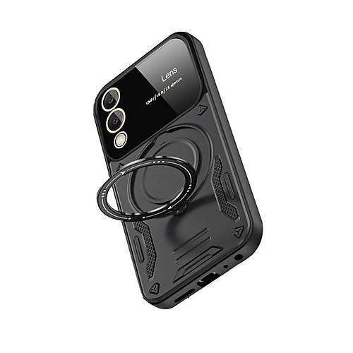 Galaxy S25 Edge K�l�f Joy Lens Standl� Kapak - Siyah