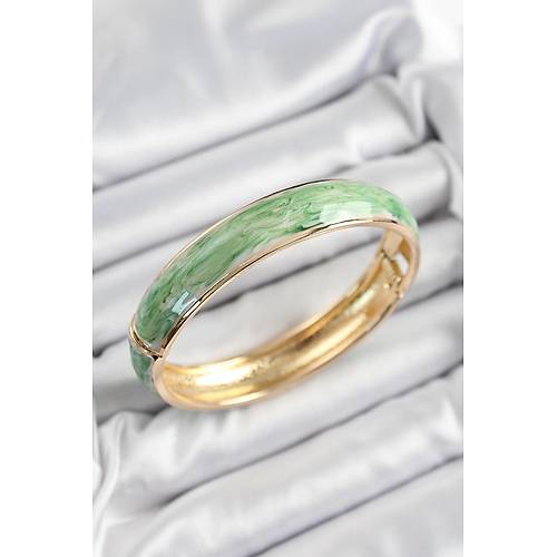 Pirin� Mavi Ye�il Mineli Mermer Desen Model Gold Renk Kad�n Kelep�e