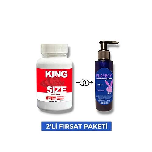 King Size Erkeklere �zel B�lge Destekleyici 30'lu + Playboy Libido Artt�r�c� Krem 125 ml