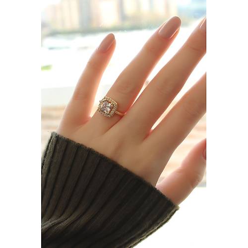 Gold Baget ve Zirkon Ta�l� Kare Y�z�k